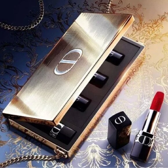 CHRISTIAN DIOR Limited Edition Metal Clutch Shoulder Bag With Lipsticks - Picture 2 of 9